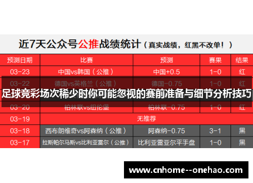足球竞彩场次稀少时你可能忽视的赛前准备与细节分析技巧